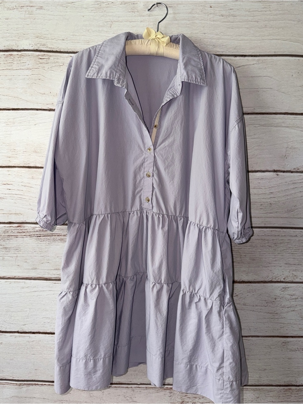 Unbranded Lavender Tiered Babydoll Dress Size Medium 100% Cotton Pockets